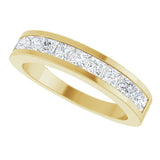 14K Gold Square Natural Diamond Channel-Set Tapered Anniversary Band – 2.5x2.5 mm Stones - Yellow Gold - view 5