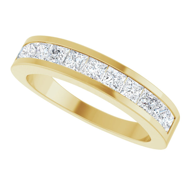 14K Gold Square Natural Diamond Channel-Set Tapered Anniversary Band – 2.5x2.5 mm Stones - Yellow Gold - view 5