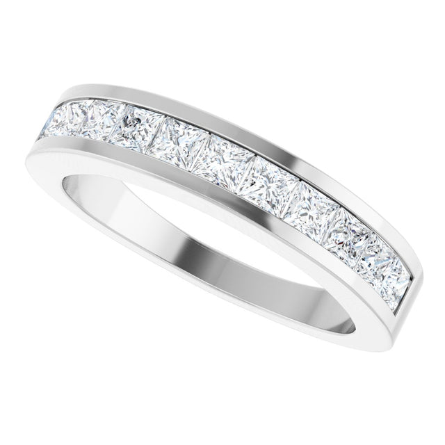14K Gold Square Natural Diamond Channel-Set Tapered Anniversary Band – 2.5x2.5 mm Stones - White Gold - view 5