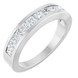 14K Gold Square Natural Diamond Channel-Set Tapered Anniversary Band – 2.5x2.5 mm Stones - White Gold