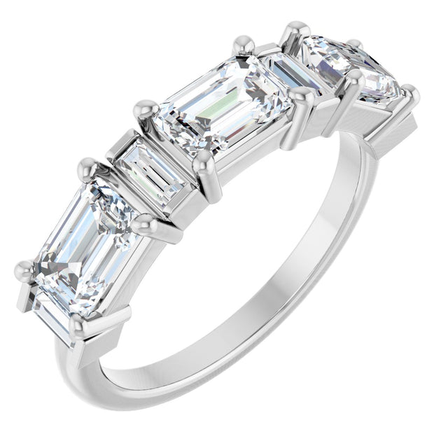Platinum Emerald Natural Diamond Anniversary Band - 1 1/2-2 CTW