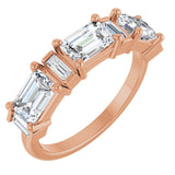 14K Gold Emerald Natural Diamond Anniversary Band - 1 1/2-2 CTW - Rose Gold