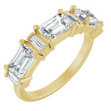 14K Gold Emerald Natural Diamond Anniversary Band - 1 1/2-2 CTW - Yellow Gold