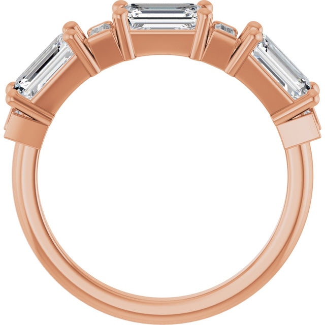 14K Gold Emerald Lab-Grown Diamond Anniversary Band - 9/10-2 1/2 CTW - Rose Gold - view 2
