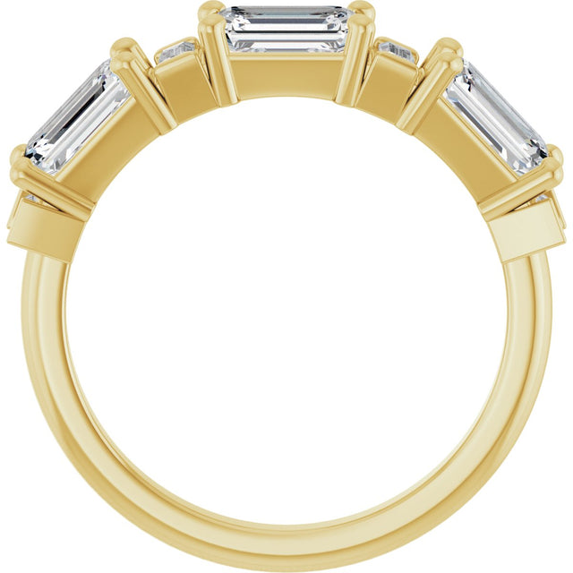 14K Gold Emerald Lab-Grown Diamond Anniversary Band - 9/10-2 1/2 CTW - Yellow Gold - view 2