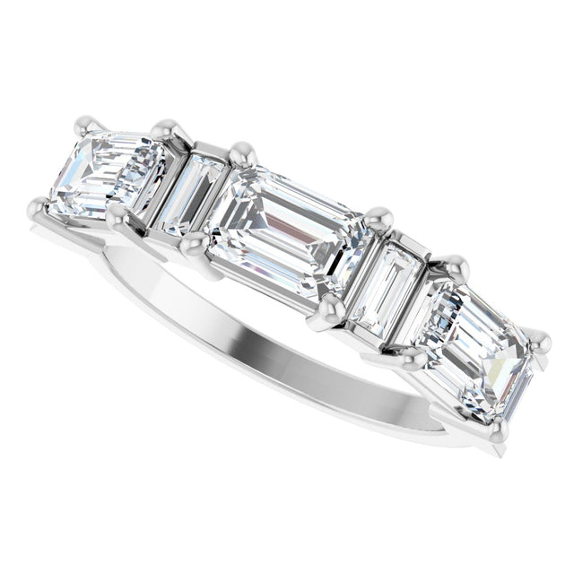 Platinum Emerald Lab-Grown Diamond Anniversary Band - 9/10-2 1/2 CTW - view 5