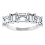 14K Gold Emerald Lab-Grown Diamond Anniversary Band - 9/10-2 1/2 CTW - White Gold - view 3