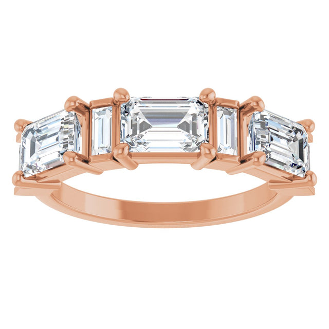 14K Gold Emerald Lab-Grown Diamond Anniversary Band - 9/10-2 1/2 CTW - Rose Gold - view 3