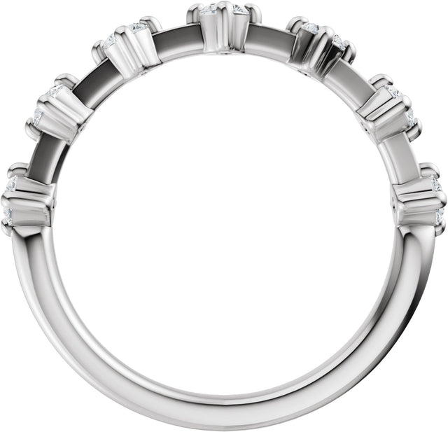 14K Gold Round Natural Diamond Seven-Stone Anniversary Band – 1/4–1/2 CTW - White Gold - view 2
