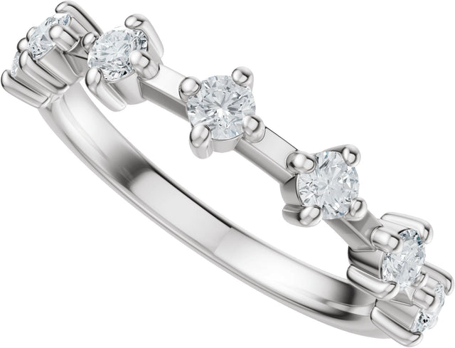 Platinum Round Natural Diamond Seven-Stone Anniversary Band – 1/2 CTW - view 5