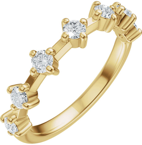 14K Gold Round Lab-Grown Diamond Seven-Stone Anniversary Band – 1/4–1/2 CTW - Yellow Gold