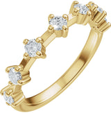 14K Gold Round Natural Diamond Seven-Stone Anniversary Band – 1/4–1/2 CTW - Yellow Gold