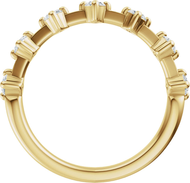 14K Gold Round Natural Diamond Seven-Stone Anniversary Band – 1/4–1/2 CTW - Yellow Gold - view 2