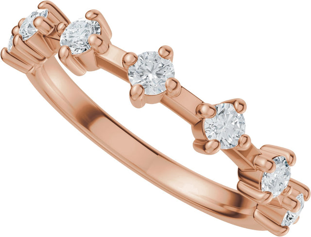14K Gold Round Lab-Grown Diamond Seven-Stone Anniversary Band – 1/4–1/2 CTW - Rose Gold - view 5