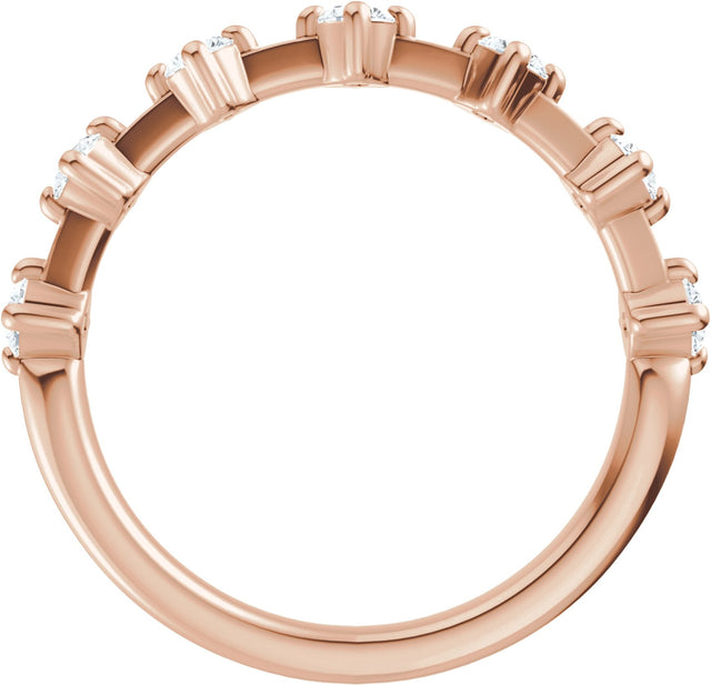 14K Gold Round Natural Diamond Seven-Stone Anniversary Band – 1/4–1/2 CTW - Rose Gold - view 2