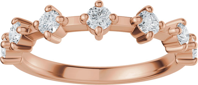 14K Gold Round Natural Diamond Seven-Stone Anniversary Band – 1/4–1/2 CTW - Rose Gold - view 3