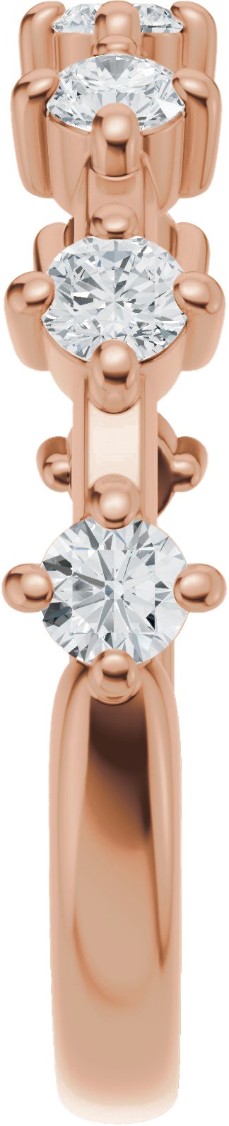14K Gold Round Natural Diamond Seven-Stone Anniversary Band – 1/4–1/2 CTW - Rose Gold - view 4