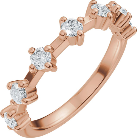14K Gold Round Lab-Grown Diamond Seven-Stone Anniversary Band – 1/4–1/2 CTW - Rose Gold