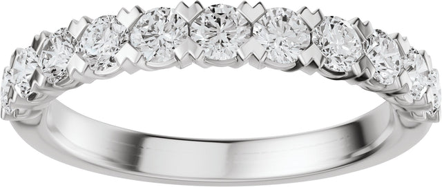 14K Gold Round Lab-Grown Diamond Low Profile Anniversary Band - 1/2-9/10 CTW - White Gold - view 3