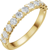 14K Gold Round Natural Diamond Low Profile Anniversary Band - 1/2-9/10 CTW - Yellow Gold