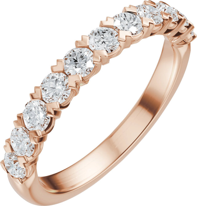 14K Gold Round Natural Diamond Low Profile Anniversary Band - 1/2-9/10 CTW - Rose Gold