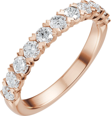 14K Gold Round Lab-Grown Diamond Low Profile Anniversary Band - 1/2-9/10 CTW - Rose Gold