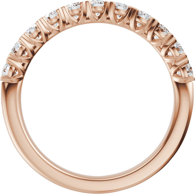 14K Gold Round Lab-Grown Diamond Low Profile Anniversary Band - 1/2-9/10 CTW - Rose Gold - view 2