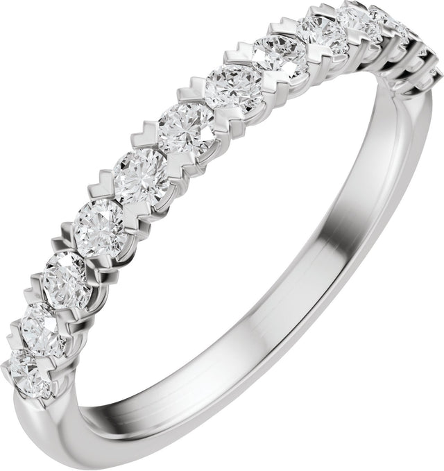 14K Gold Round Natural Diamond Low Profile Anniversary Band - 1/2-9/10 CTW - White Gold