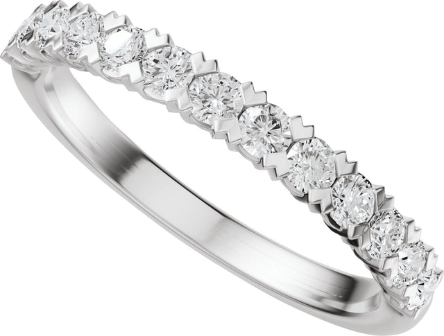 14K Gold Round Lab-Grown Diamond Low Profile Anniversary Band - 1/2-9/10 CTW - White Gold - view 5