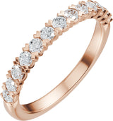 14K Gold Round Natural Diamond Low Profile Anniversary Band - 1/2-9/10 CTW - Rose Gold