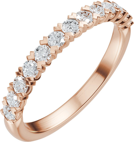 14K Gold Round Natural Diamond Low Profile Anniversary Band - 1/2-9/10 CTW - Rose Gold