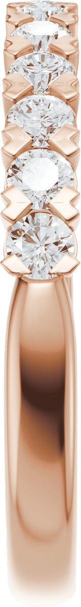 14K Gold Round Lab-Grown Diamond Low Profile Anniversary Band - 1/2-9/10 CTW - Rose Gold - view 4