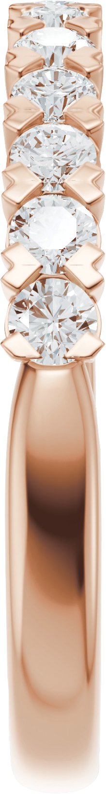 14K Gold Round Lab-Grown Diamond Low Profile Anniversary Band - 1/2-9/10 CTW - Rose Gold - view 4