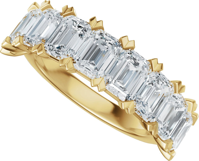 14K Gold Emerald Lab-Grown Diamond Low Profile Anniversary Band - 3 5/8 CTW - Yellow Gold - view 5