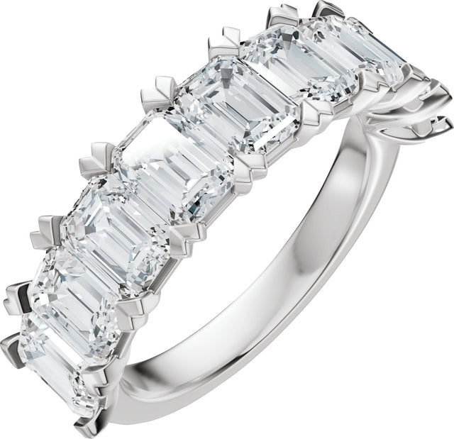 Platinum Emerald Natural Diamond Low Profile Anniversary Band - 3 5/8 CTW