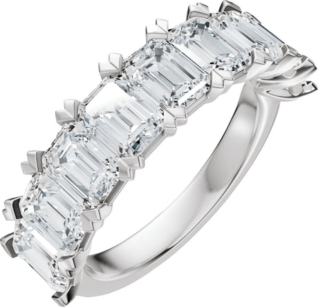 14K Gold Emerald Lab-Grown Diamond Low Profile Anniversary Band - 3 5/8 CTW - White Gold