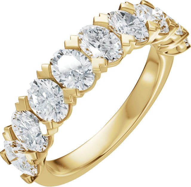 14K Gold Oval Lab-Grown Diamond Low Profile Anniversary Band - 2 1/3 CTW - Yellow Gold