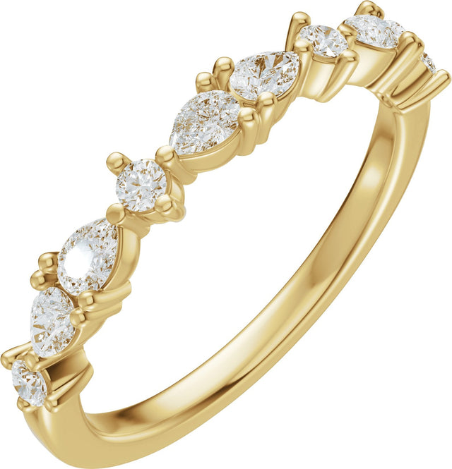 14K Gold Pear Lab-Grown Diamond Multi-Shape Anniversary Band - 1/2 CTW - Yellow Gold