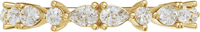 14K Gold Pear Natural Diamond Multi-Shape Anniversary Band - 1/2 CTW - Yellow Gold - view 3