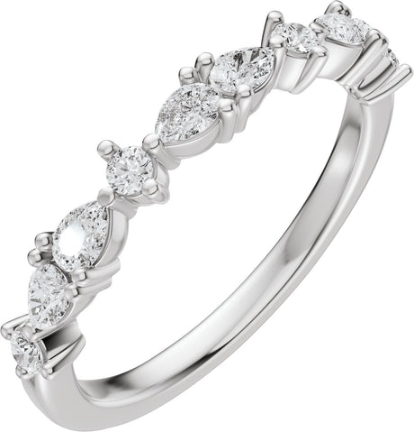 14K Gold Pear Lab-Grown Diamond Multi-Shape Anniversary Band - 1/2 CTW - White Gold