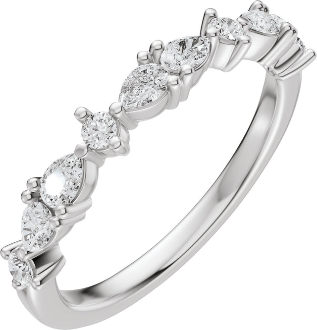 14K Gold Pear Natural Diamond Multi-Shape Anniversary Band - 1/2 CTW - White Gold