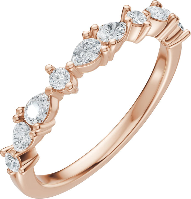 14K Gold Pear Lab-Grown Diamond Multi-Shape Anniversary Band - 1/2 CTW - Rose Gold