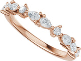 14K Gold Pear Natural Diamond Multi-Shape Anniversary Band - 1/2 CTW - Rose Gold - view 5
