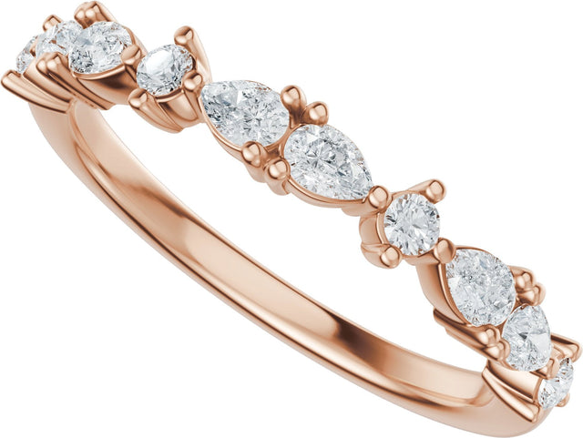 14K Gold Pear Natural Diamond Multi-Shape Anniversary Band - 1/2 CTW - Rose Gold - view 5