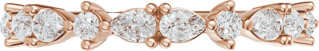 14K Gold Pear Natural Diamond Multi-Shape Anniversary Band - 1/2 CTW - Rose Gold - view 3