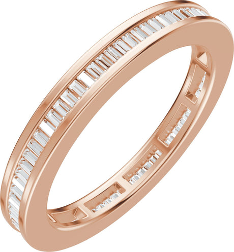 14K Gold Straight Baguette Natural Diamond Channel-Set Eternity Band – 1.4x.7 mm Stones - Rose Gold