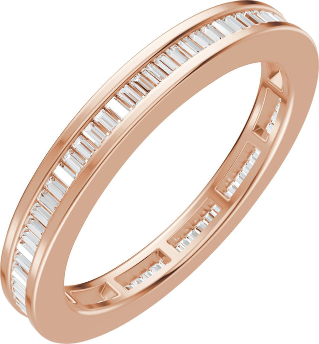 14K Gold Straight Baguette Natural Diamond Channel-Set Eternity Band – 1.4x.7 mm Stones - Rose Gold
