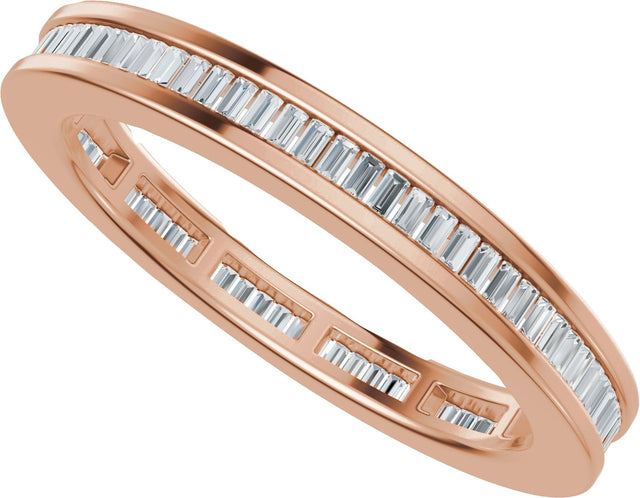 14K Gold Straight Baguette Natural Diamond Channel-Set Eternity Band – 1.4x.7 mm Stones - Rose Gold - view 5