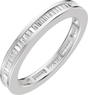 Platinum Straight Baguette Natural Diamond Channel-Set Eternity Band – 1.4x.7 mm Stones