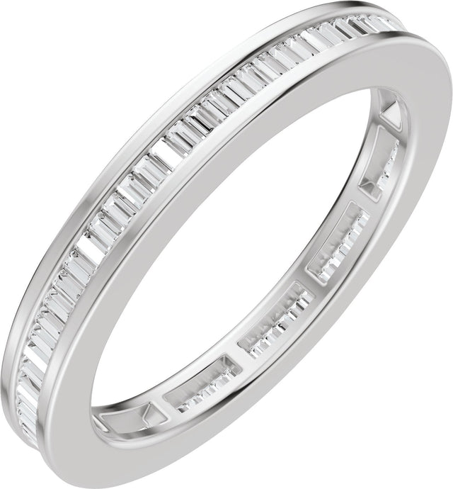 Platinum Straight Baguette Natural Diamond Channel-Set Eternity Band – 1.4x.7 mm Stones